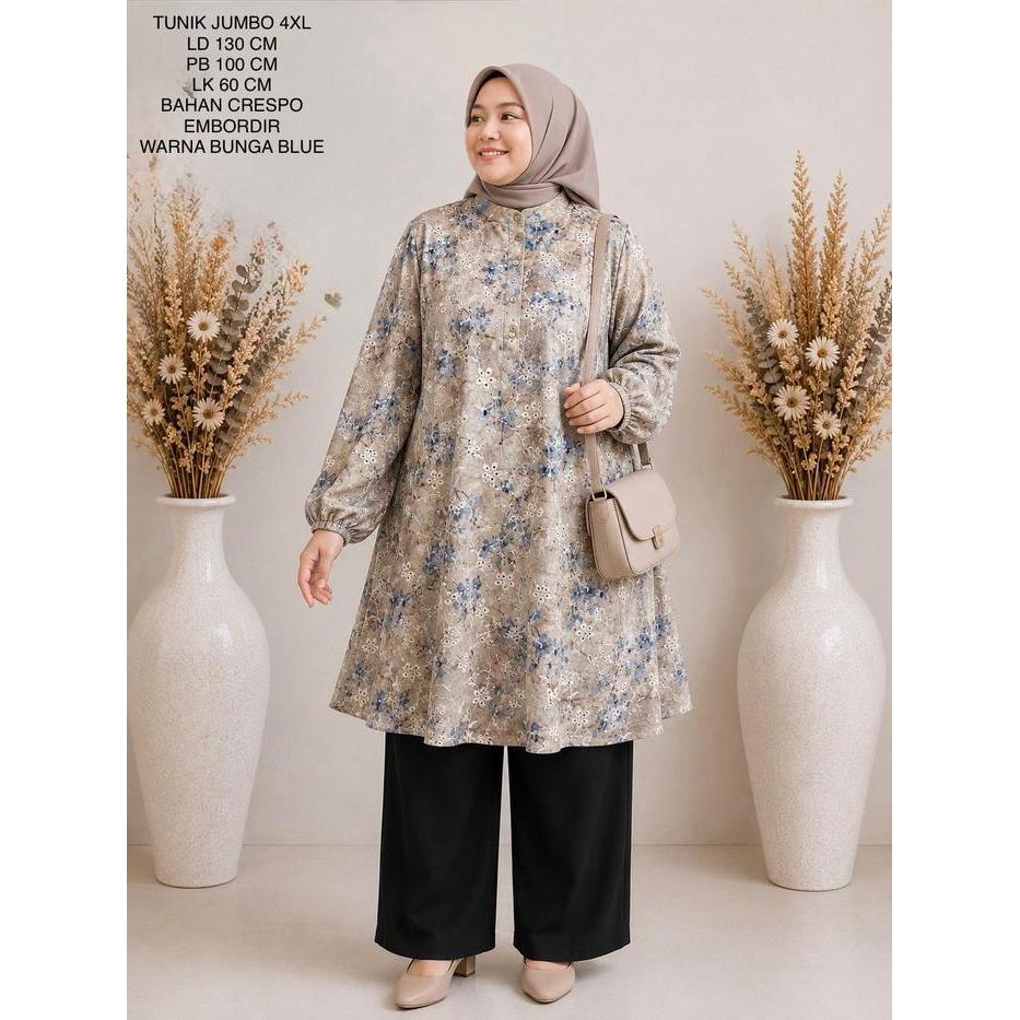 JTTOP" TUNIK JUMBO LD 130 CM MODEL KATUN BOLONG BORDIR KEKINIAN - RANIA TUNIK
