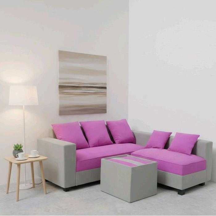 sofa/sofa tamu/sofa minimalis/sofa murah/sofa sudut/sofa ruang tamu/sofa stool - abu ungu