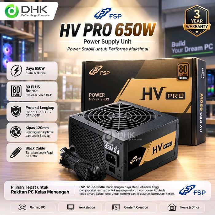 Power Supply Fsp Hv Pro 650W 80+