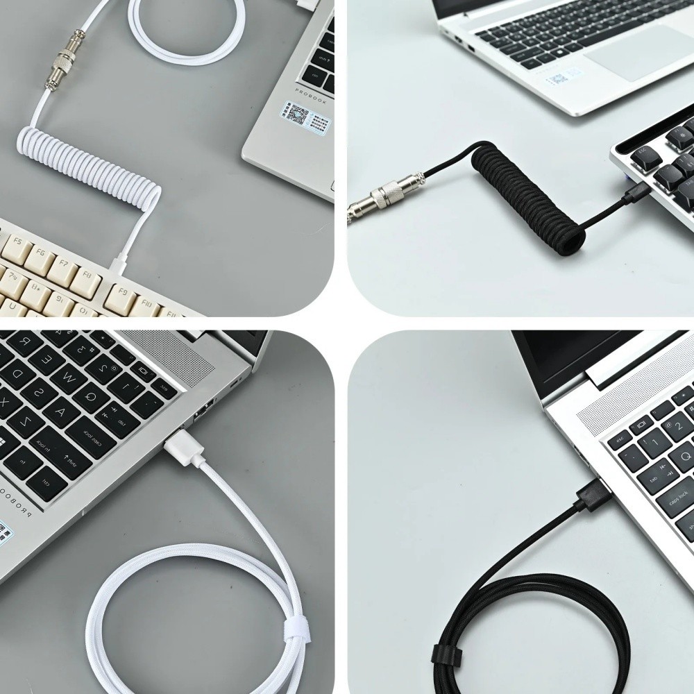 USB Type C Mechanical Keyboard Coiled Cable Hardware Linker Computer Aviation Mechanical Cable