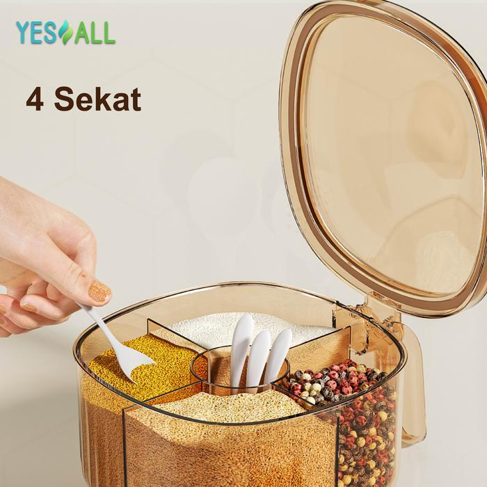 Premium Yesall Tempat Bumbu Dapur Set 4 In 1 Free Sendok Aesthetic Wadah Toples Bumbu Dapur 4 Sekat