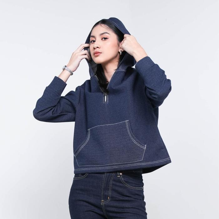 Hardware Clothing Atasan Jaket Wanita Jaket Half Zip Hoodie