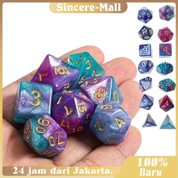new 7pcs/Set Dadu Transparan Multi Sisi Bentuk Dadu Polyhedral