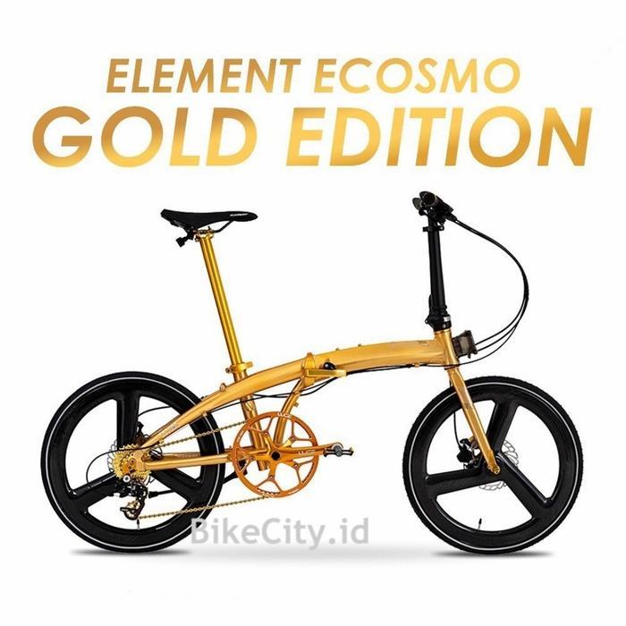 Sepeda Lipat ELEMENT ECOSMO 11 GOLD CARBON SPESIAL EDITION - Free Helm