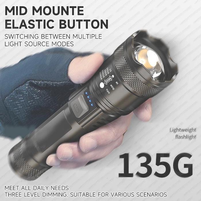 Premium Senter Super Light Led 1000 Lumens Zoom In Out Tactical Rechargeable Zoomable Dengan
