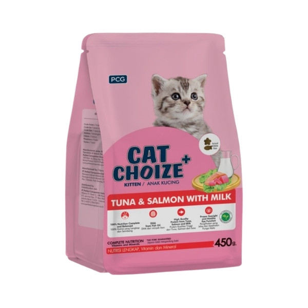 CAT CHOIZE PLUS KITTEN CAT FOOD TUNA & SALMON WITH MILK 450 GR