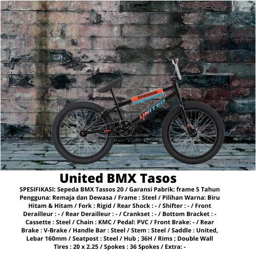Sepeda BMX - BMX Bike United Tassos 20"/Steel - Hitam, 20