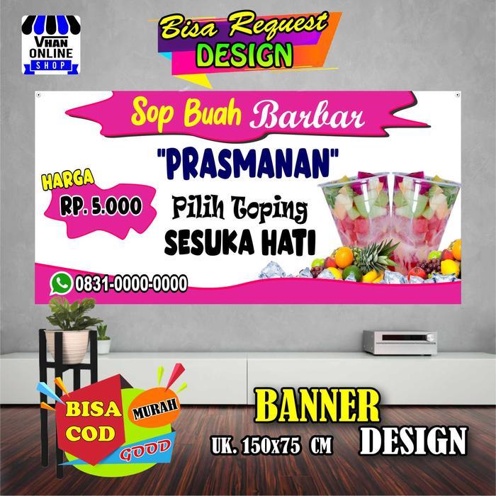 SPANDUK BANNER ES BUAH PRASMANAN MODEL NYAMPING, ES BUAH VIRAL KEREN
