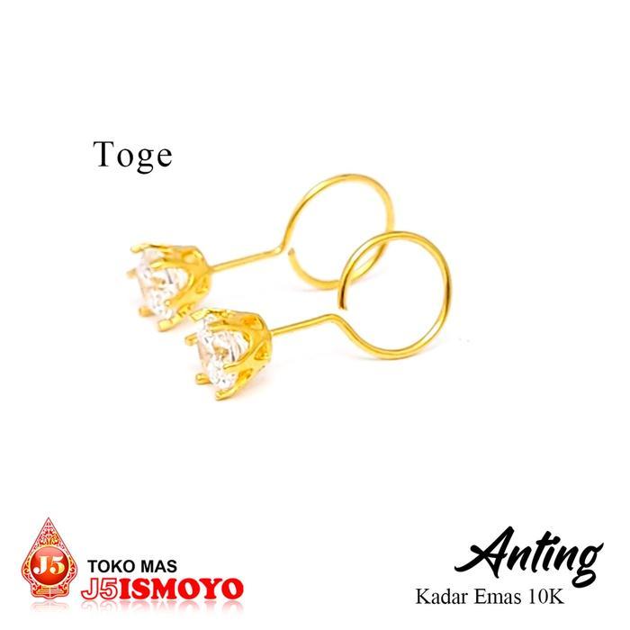 Anting Emas Toge Dewi, Anting Emas 10 Karat, Anting Pria Wanita J5 Ismoyo Gold