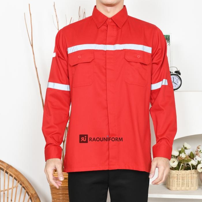 BAJU SAFETY LENGAN PANJANG/SERAGAM KERJA LAPANGAN/BAJU PROYEK LAPANGAN