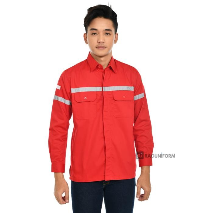 BAJU SERAGAM LAPANGAN PRIA/KEMEJA SAFETY PRIA/BAJU PROYEK SAFETY/SERAGAM PROYEK LAPANGAN/KEMEJA