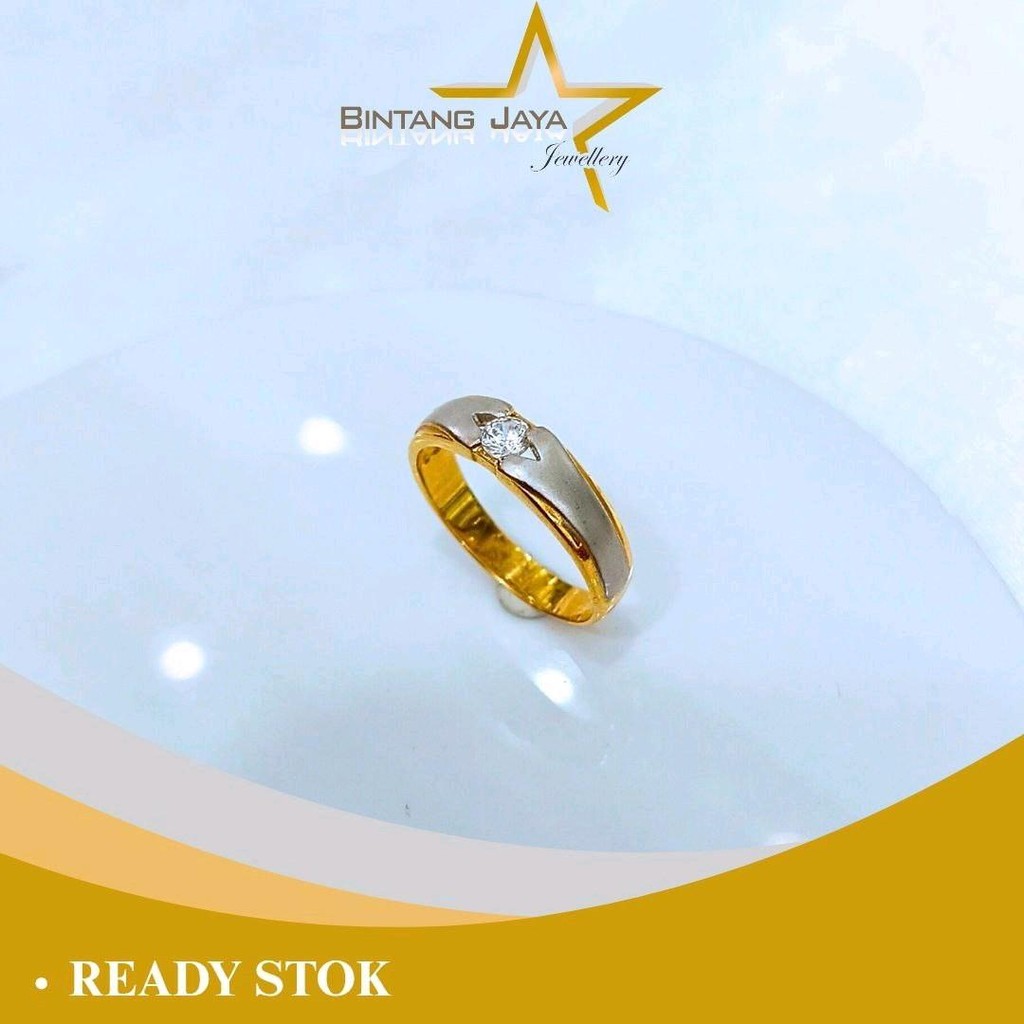 Cincin Emas - Special Pernikahan Satu Mata Putih Doft Putih - Kadar 16K - Berat 2,45gr - Desain doft