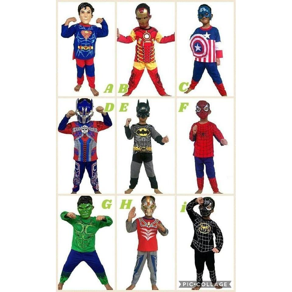 Baju topeng anak - baju kostume superhero + topeng - baju superhero