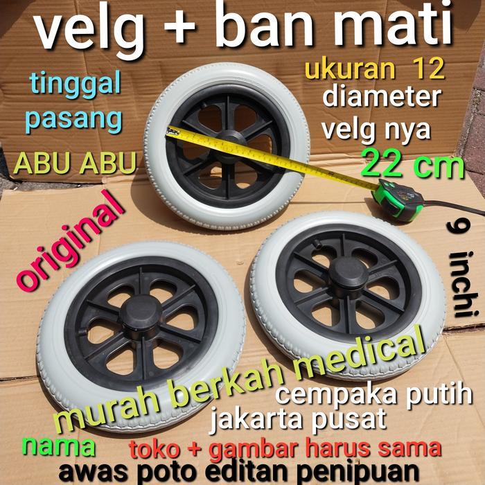 PROMO Roda ukuran 12 VELG + ban mati kursi roda termurah