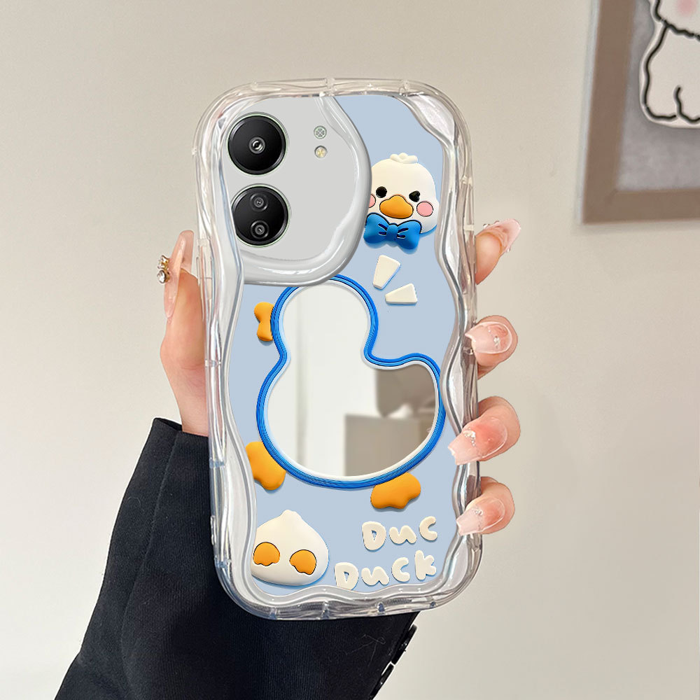 Casing Hp Untuk Xiaomi Redmi 13C Poco C65 Cermin Softcase Case Phone Kesing Mirror Cute Duck 5535 JZ