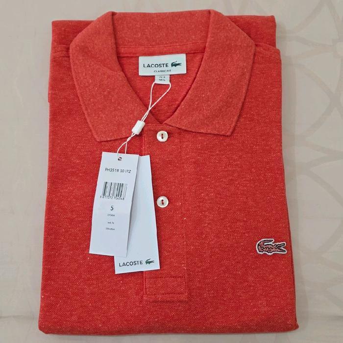 BRAND NEW MARL LACOSTE Polo Shirt Red Colour AUTHENTIC