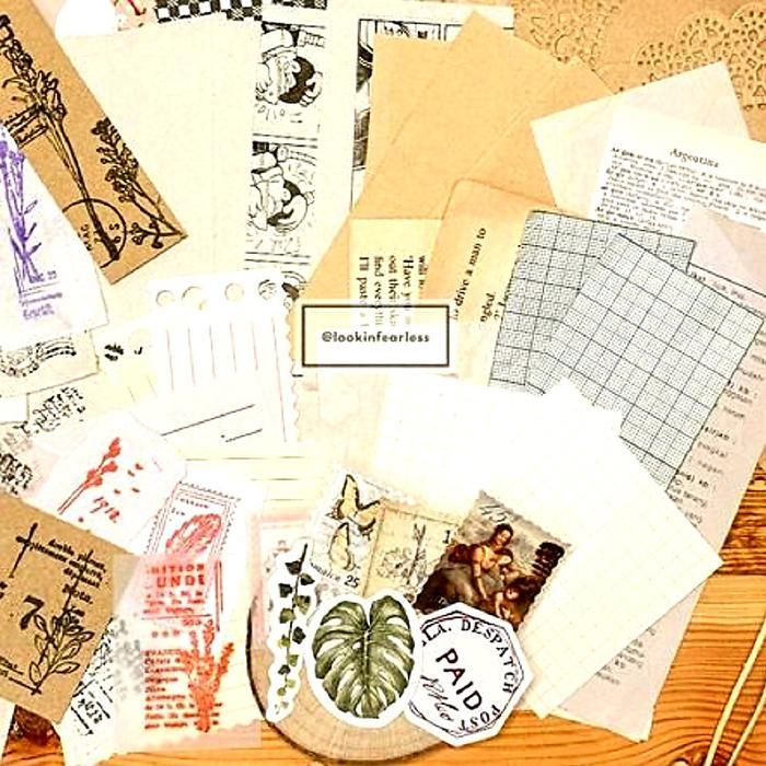 72xq- Mini Vintage Jurnal Kit Set 40Pcs