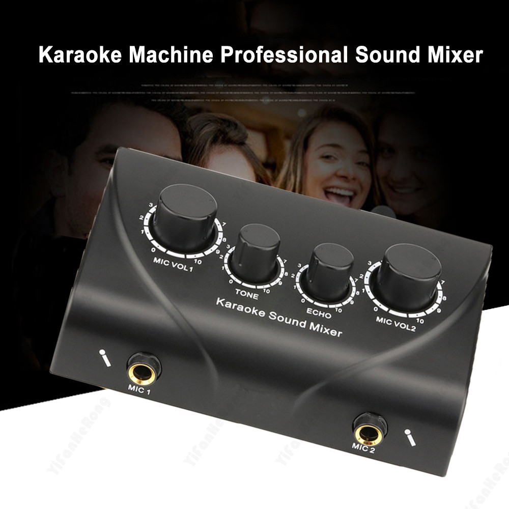 EU/US Karaoke Sound Mixer Professional Audio System Portable Dual Mic