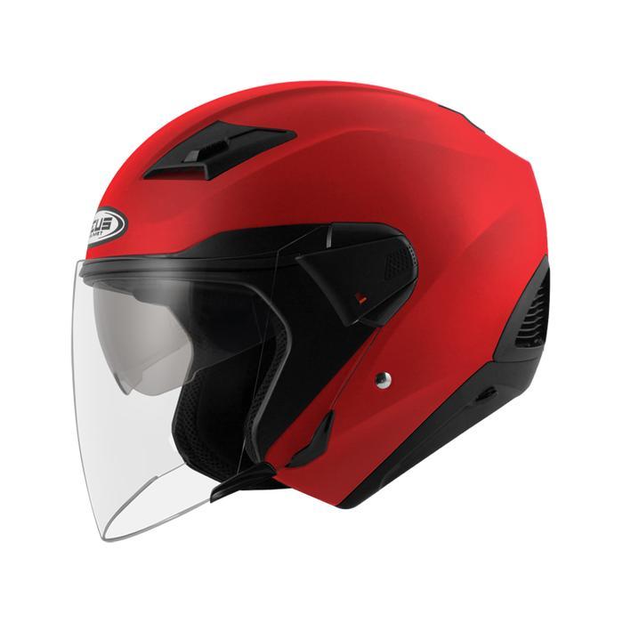 ZEUS 611 MATT RED HALF FACE HELMET DOUBLE VISOR