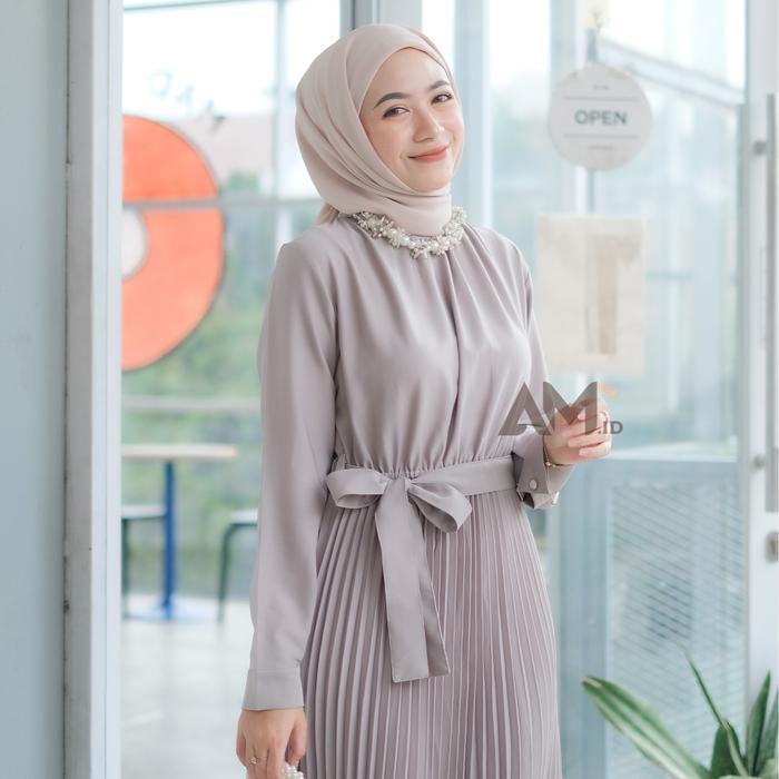 elsi- Am.Indesign - Soomin Dress Plisket / Fashion Hijab Dress / Dress Cotton Madonna Gamis