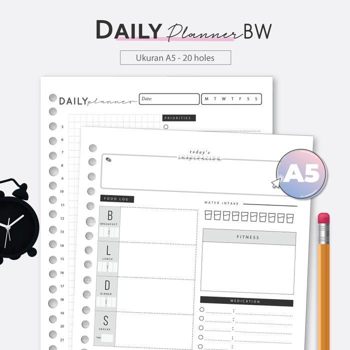 Loose Leaf Daily Planner Bw 2022 By Bukuqu Diskon Sale