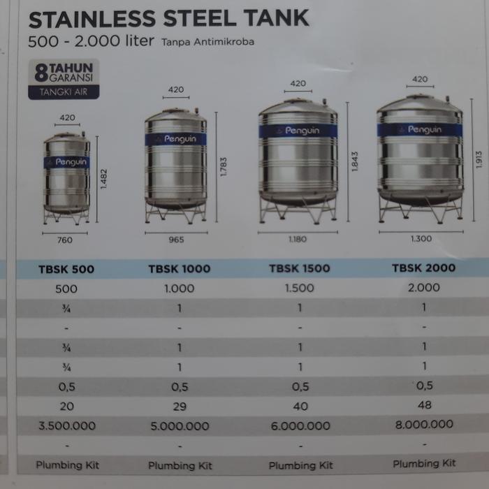 tandon air penguin 500 liter stainless