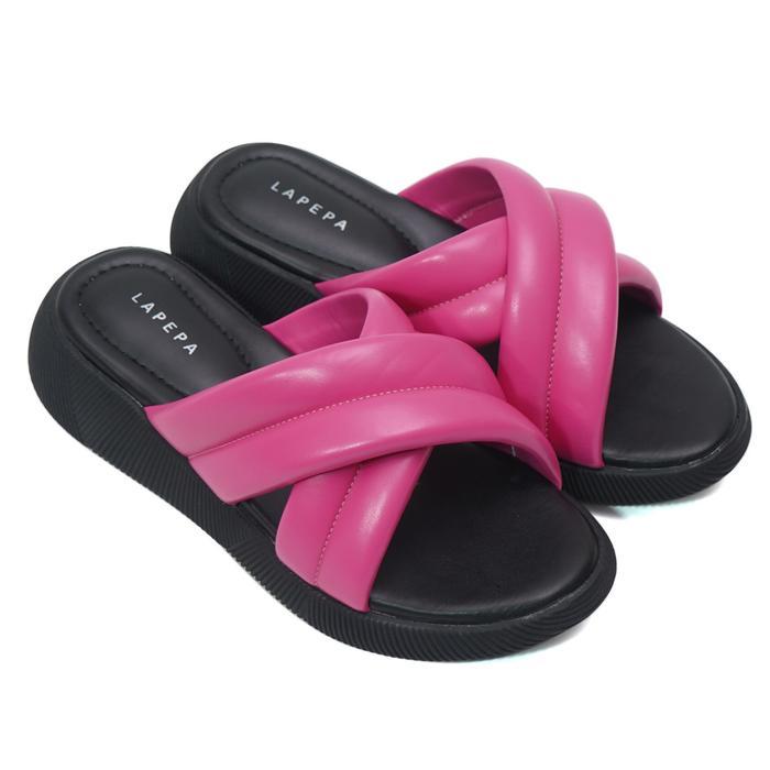 Lapepa Nadhira Fuschia Wedges sandal platform wanita kekinian warna fuschia pink terbaru official