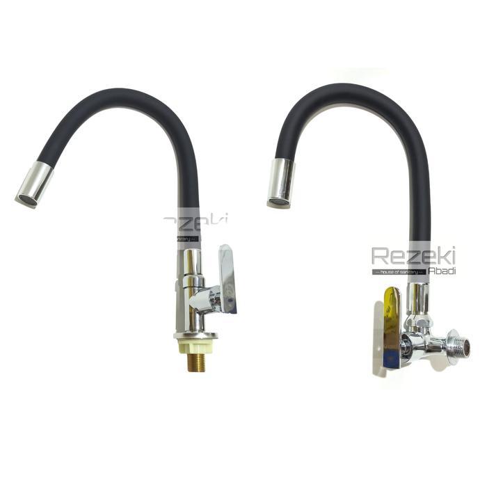 Onda - Kran Angsa Fleksibel Meja 2115 Hitam / Kran Cuci Piring / Kran Dapur