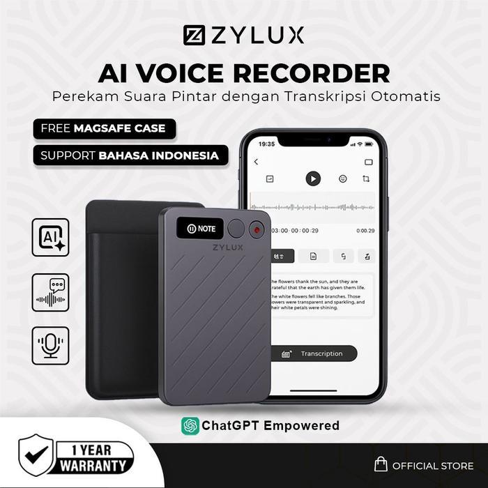 Diskon Zylux Ai Voice Recorder 64Gb Oled Display - Chatgpt 4.0 Auto Transkripsi & Ringkasan Otomatis