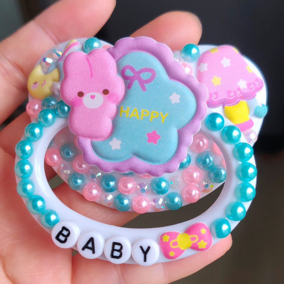 unique handmade bling white star bear adult pacifier Adult Sized Cute Gem Pacifier Dummy Silicone