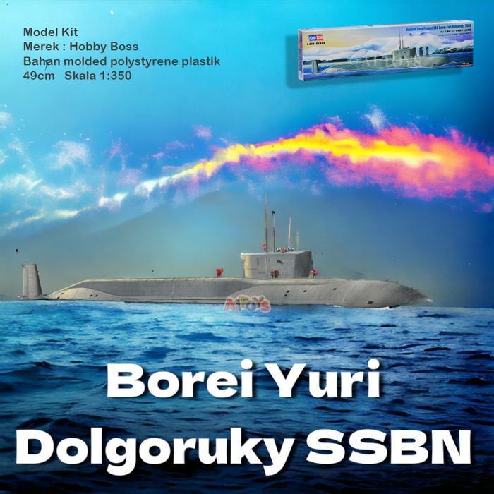 Model Kit kapal selam Borei Yuri Dolgoruky SSBN Hobby Boss 49 cm 1:350