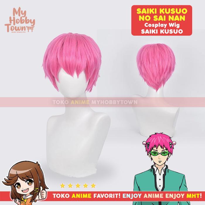 W Cosplay Anime The Disastrous Life of Saiki K. - Saiki Kusuo Rambut Palsu Pink