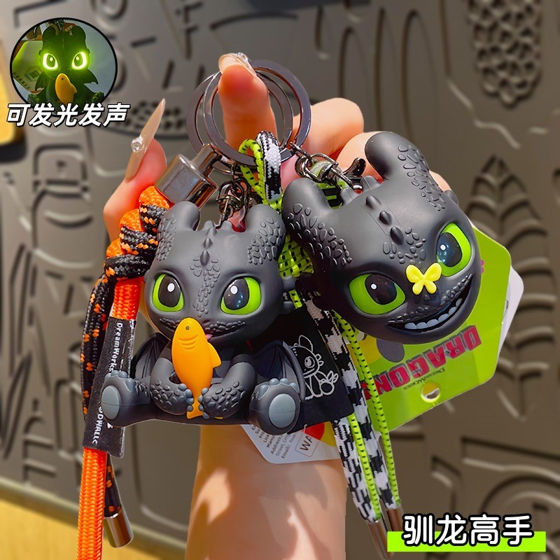 Potdemiel Cartoon Toothless How To Train Your Dragon Keychain Light Up Effect Backpack Pendant