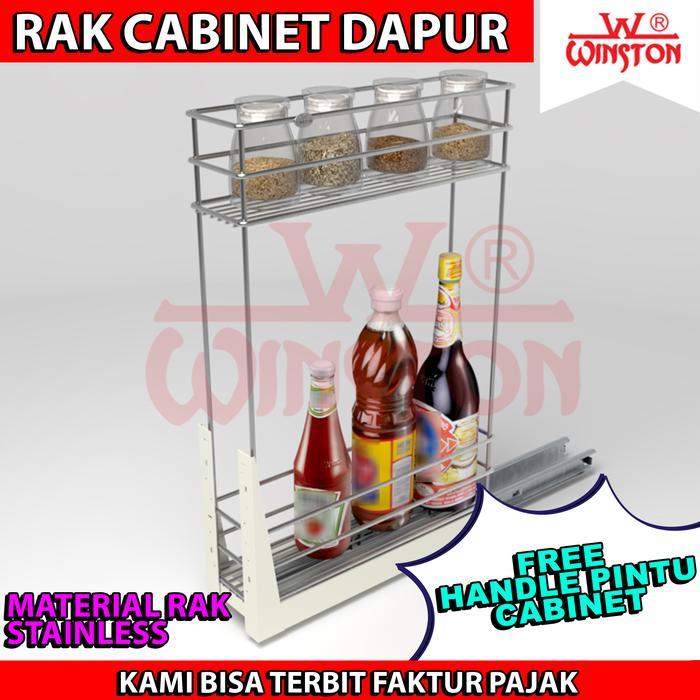 Ada Stok PROMO SPECIAL  Rak Tarik Botol Stainless Winston WW 023A for Kitchen Set Cabinet (free