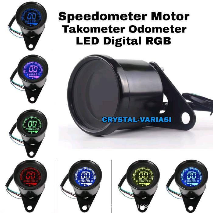 DISKON Speedometer Spidometer Motor Digital LED RGB Kilometer Takometer Odometer RPM