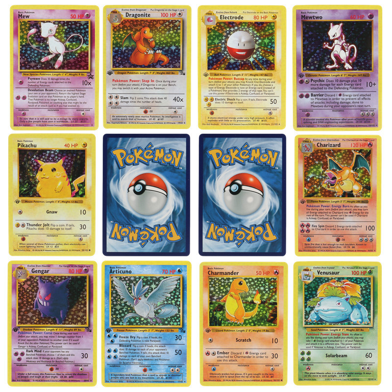 151Pcs 1996 first generation Pokmon card Charizard Pikachu Mewtwo Blastoise Collecting card toys