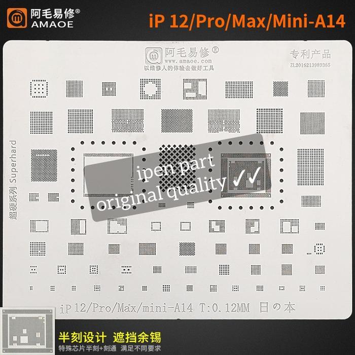 PLAT CETAKAN IPHONE 12 PRO MAX A14 ORIGINAL AMAOE BGA STENCIL