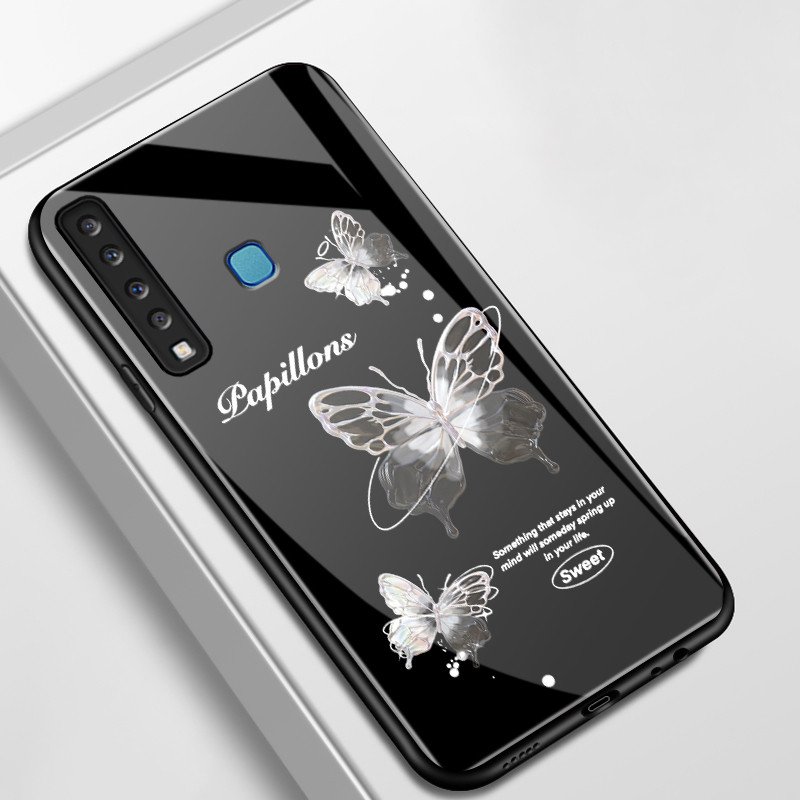 Casing Hp Untuk Samsung A9 2018 A8+ 2018 A8 2018 Case Casing pola kupu-kupu keren Kesing Kaca cangka