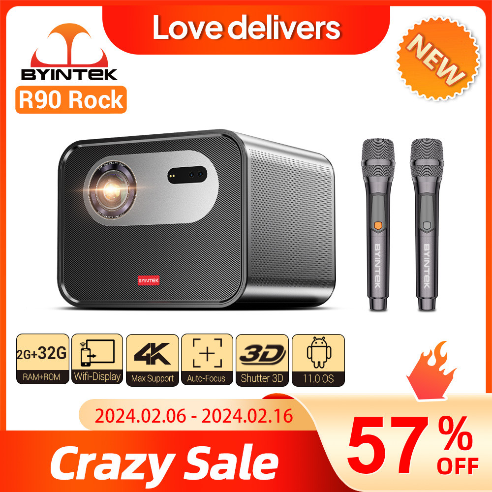 BYINTEK R90 Rock Full HD 1080P DLP Projector 2200 ANSI Lumens Android
