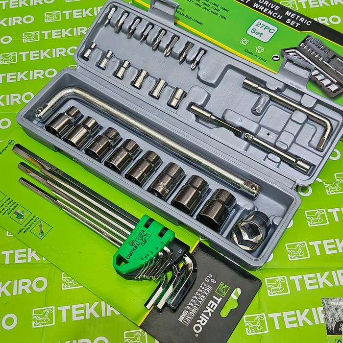 Tekiro Paket Shock 27Pcs Kunci L Panjang 8Pcs Tool Kit Bengkel