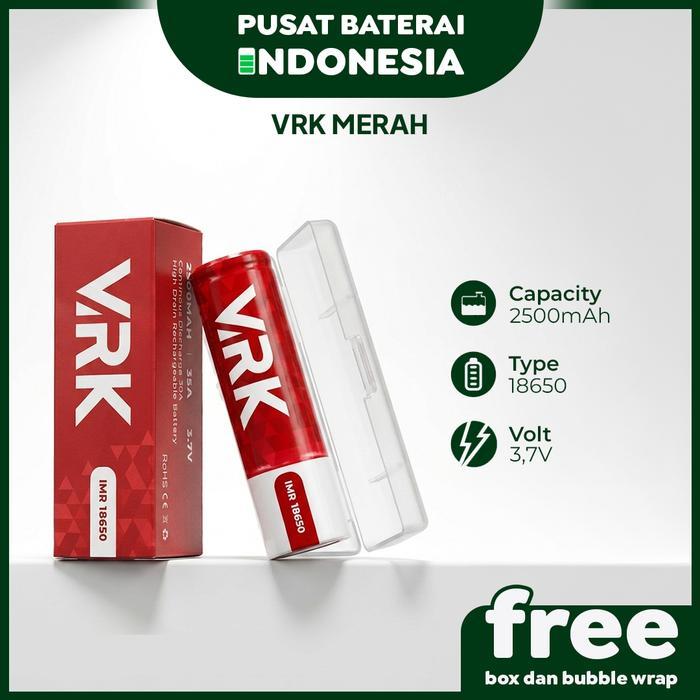 PROMO BATERAI 18650 BATTERY 18650 VRK 18650 VRK 2500 VRK MERAH READY