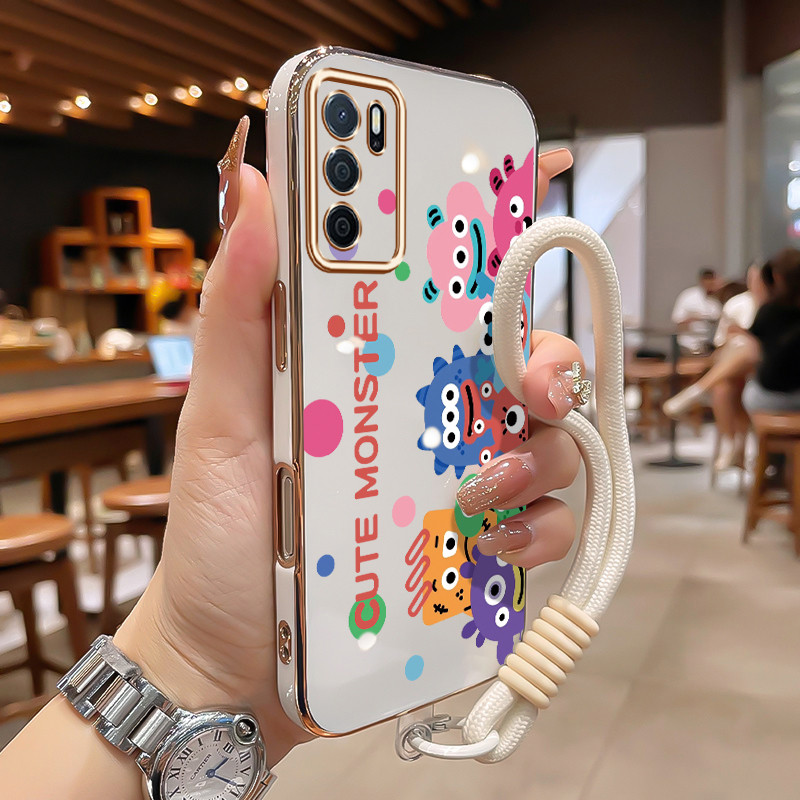 Casing HP Untuk OPPO A16 A16s A54s Case Motif Monster Warna Warni Kasing Free Tali Lanyard Cesing El