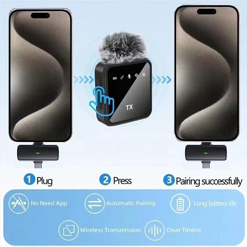 Mini Wireless Microphone for iPhone Android Cameras Wireless Microphone for Interviews Vlog