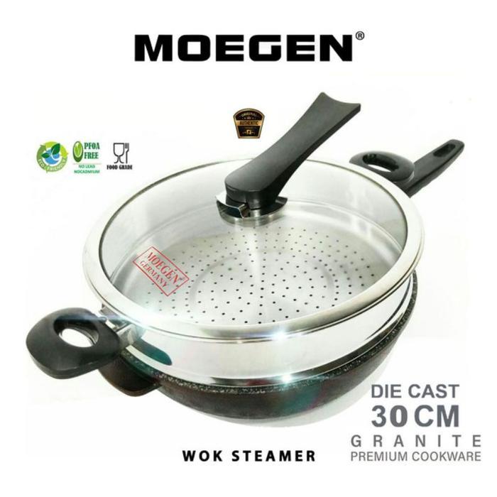 Kualitas Terbaik Original Moegen Germany Wok Pan Moegen Panci Wajan Moegen Steamer 30Cm Marble