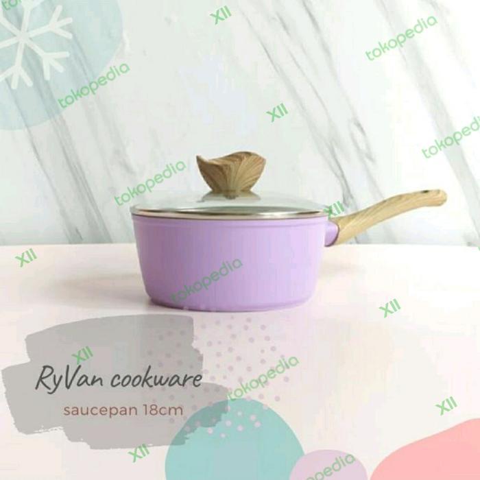 Viera Ryvan Tms99~910 /18 Cm Panci Susu Marble +Tutup Kaca Sauce Pan