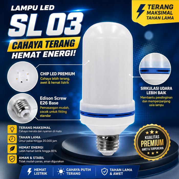 TERLARIS Lampu Api Hias LED 10W Mode 03 & 05 Fitting E27 Efek Nyala Api Realistik Dekorasi Hangat