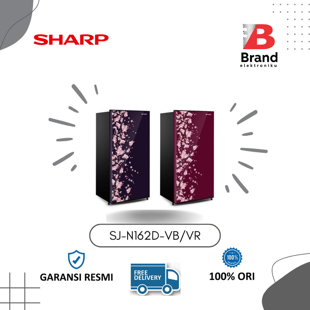 Kulkas SHARP 1 pintu SJ-N162D-VR/VB / SAKURA VIVID RED kulkas LEMARI ES 1 PINTU 133 LITER / SJN162DV