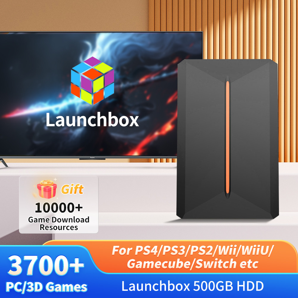 Launchbox 500GB Game Hard Drive Portable Gaming HDD with 3700+PC/3D Games for