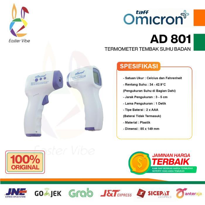 TaffOmicron AD 801 Termometer Tembak Suhu Badan Infrared Thermogun Thermometer AD801