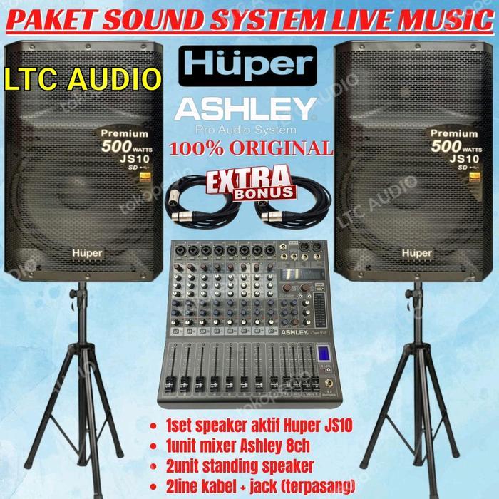 PAKET SPEAKER AKTIF HUPER JS10 15INCH+ MIXER ASHLEY